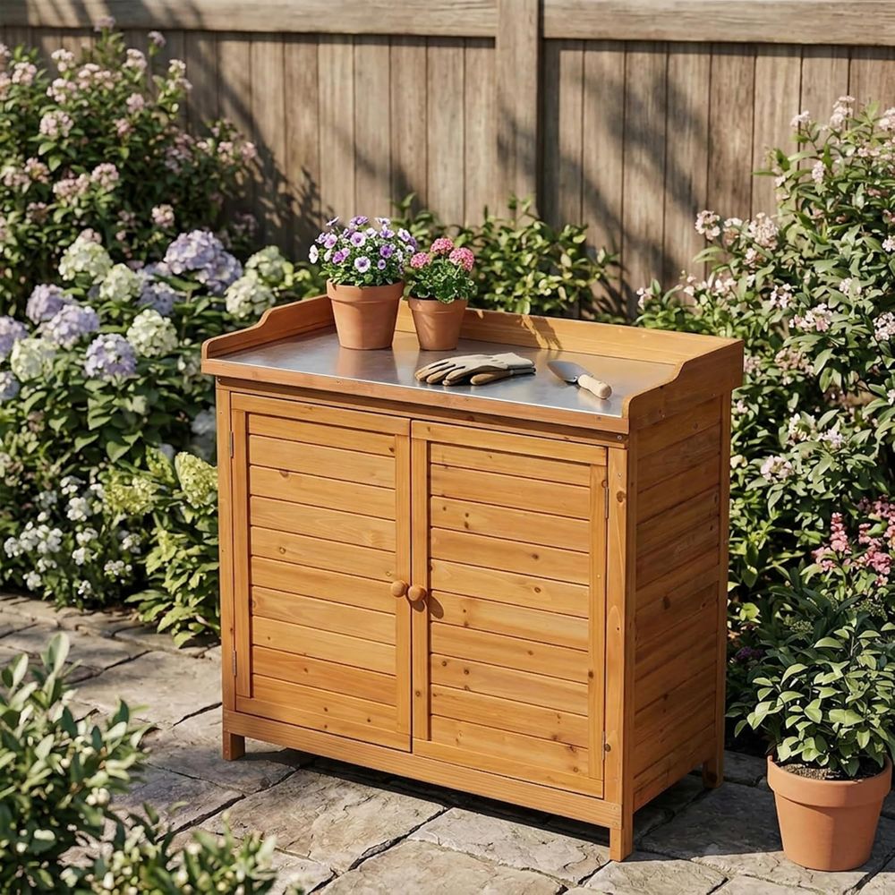 خزانة تخزين خشبية خارجية مع سق - مراجعة Gardening Tools Toolstation وسعره