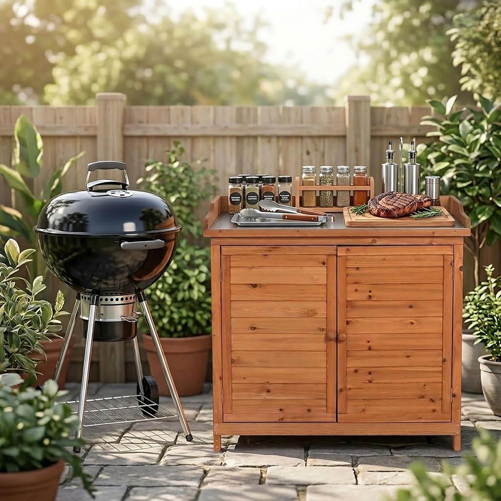 خزانة تخزين خشبية خارجية مع سق - مراجعة Gardening Tools Toolstation وسعره